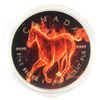 Image 1 : 2017 Canada $5 Coloured 'Flame' Horse Gilded 1oz Fine Silver Maple (Tax Exempt)