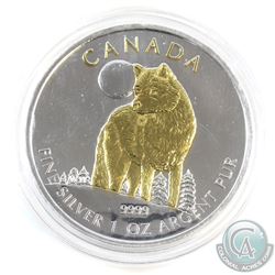 2011 Canada $5 Gilded Wolf 1oz Fine Silver Maple (Tax Exempt)