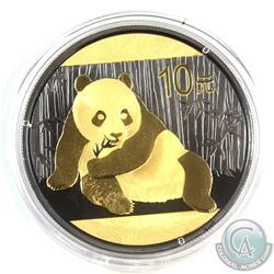 2015 China 10Y Gilded & Ruthenium Panda 1oz .999 Fine Silver Coin (Tax Exempt)