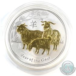 2015 Australia $1 Gilded Year of the Goat 1oz Fine Silver Coin (Tax Exempt)