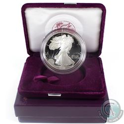 1990  American Eagle 1oz Fine Silver Proof Coin with Display Box and Certificate of Authenticity (Ta