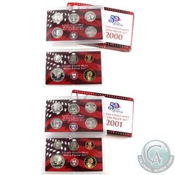 2000 & 2001 United States Mint Silver Proof set with box and coa (packaging contains various imperfe