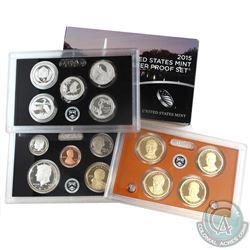 2015 United States mint silver proof 14-coin set with box and coa (some coins are lightly toned, and