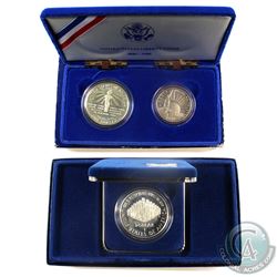 1986 United States Liberty 2-coin Set & 1987 Constitution Proof silver coin. Coins contain natural t