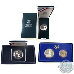 Lot of 3x United States Commemorative Silver coins: 1986 United states mint Liberty 2-coin set (miss