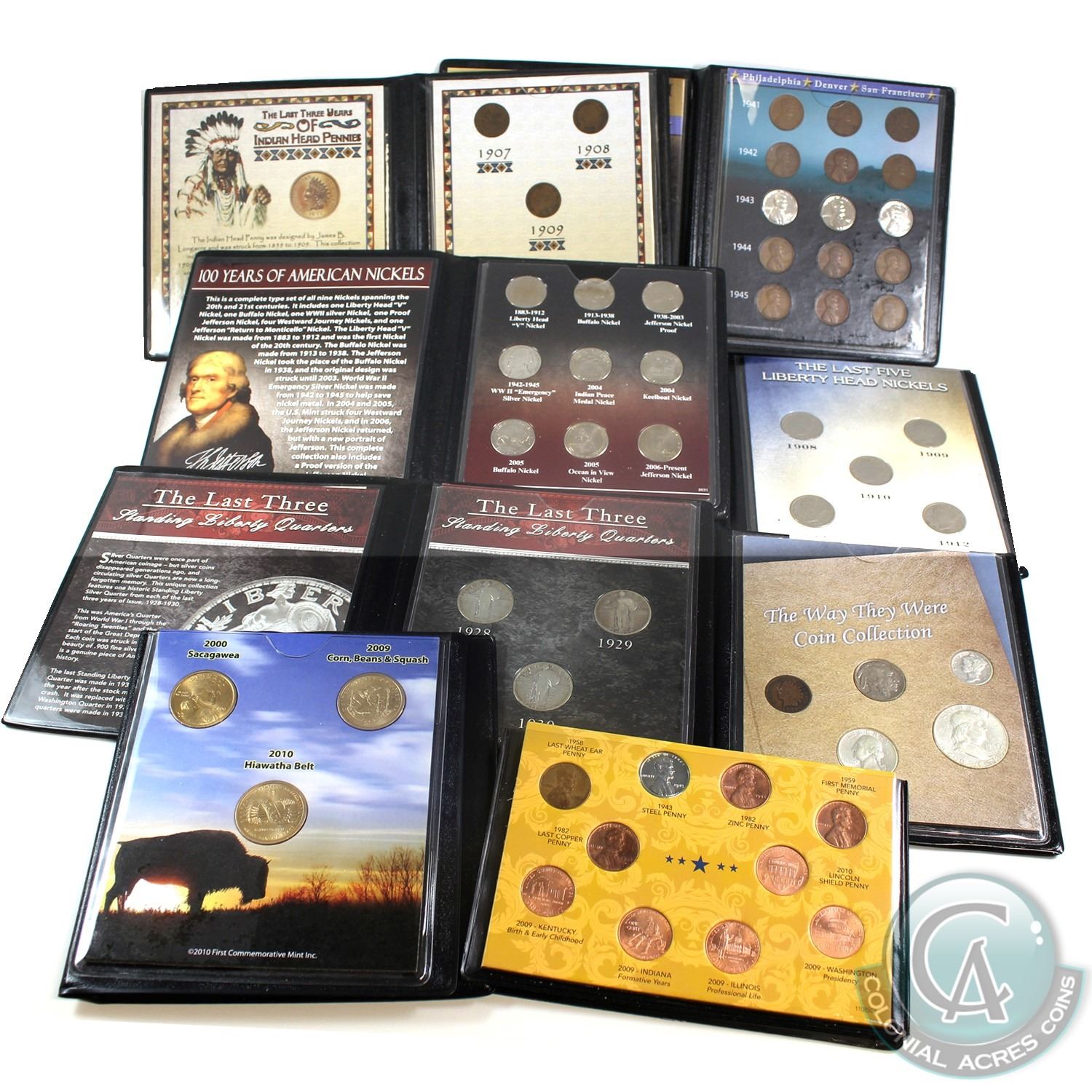 1908 Coin Set Estate lot of 8x United states first commemorative mint coin sets: 1907 ...