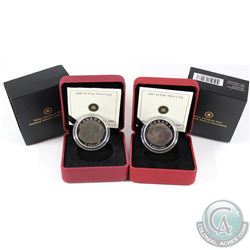 2007 Canada $4 Parasaurolophus & 2008 $4 Triceratops Dinosaur Collection Fine Silver Coins. (2008 co