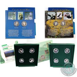 RCM Lot: 1996-1997 Canada 4-Coin Animal Sterling Silver Proof 50-cent Sets;  1995 Birds of Canada, 1