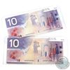Image 1 : Pair of $10 Journey Series Banknotes - 2000 $10 BC-63a Knight-Thiessen Prefix FDY & 2001 $10 BC-63b 