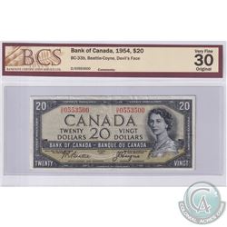1954 $20 BC-33b, Beattie-Coyne, Devil's Face, S/N: D/E0553500, BCS Certified VF-30 Original