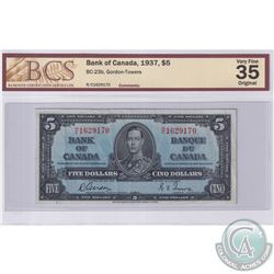 1937 $5 BC-23b, Gordon-Towers, S/N: R/C1629170, BCS Certified VF-35 Original