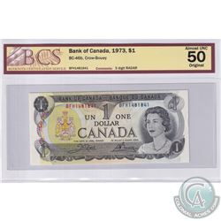 1973 $1 BC-46b, Crow-Bouey, 3 Digit RADAR, S/N: BFH1481841, BCS Certified AU-50 Original
