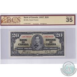 1937 $20 BC-25c, Coyne-Towers, Changeover, S/N: H/E3670059, BCS Certified VF-35