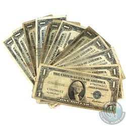 Group Lot of 1935 USA $1 Silver Certificate Banknotes. 12pcs