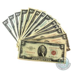 Group Lot of 1953-2009 USA $2 Federal Reserve Notes. You will receive 5x 1953, 7x 1976, 1x 1995 & 2x
