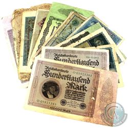 Lot of 21x German Hyperinflationary Banknotes from 1900's to 1920's. You will receive a good variety