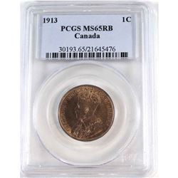 1-cent 1913 PCGS Certified MS-65 RB. An attractive evenly toned coin.