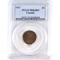 1-cent 1927 PCGS Certified MS-64 Brown.