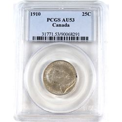 25-cent 1910 PCGS Certified AU-53.