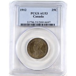 25-cent 1912 PCGS Certified AU-53.