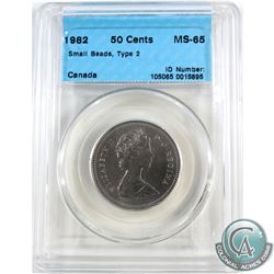 1982 Canada 50-cent Small Beads Type 2 CCCS Certified MS-65