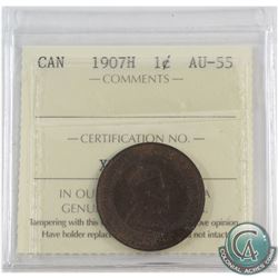 1907H Canada 1-cent ICCS Certified AU-55