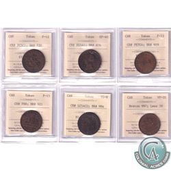 Estate Lot of 6x Canada Bank Tokens ICCS Certified - CH# PC5C1; BR# 720; F-12, CH# NS5A1; BR# 876; E
