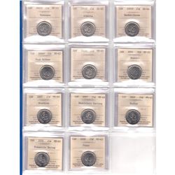 Estate Lot of 1960-1967 Canada 25-cent ICCS Certified MS-64 - 1960, 1963, 1965 Cameo & 1967 and 2005