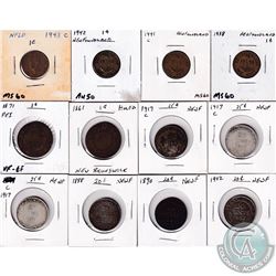 P.E.I. & Newfoundland 1-cent - 1871 P.E.I. & 1938, 1941C & 1943C Newfoundland, 1861 New Brunswick 1-