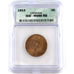 1-cent 1913 Canada ICG Certified MS-66 Red Brown