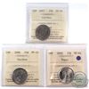 Image 1 : 2007, 2008 & 2008 Poppy Canada 25-cent ICCS Certified MS-66. 3pcs