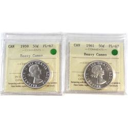 50-cent 1959 & 1961 Both ICCS Certified PL-67 Heavy Cameo  2pcs.