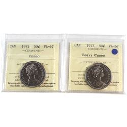 50-cent 1972 Cameo & 1973 Heavy Cameo Both ICCS Certified PL-67  2pcs.