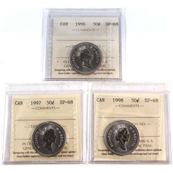 50-cent 1996, 1997, 1998 All ICCS Certified SP-68  TOP GRADE  3pcs.