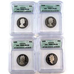 1987-1990 Canada 50-cent ICG Certified PR69 DCAM. 4pcs