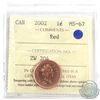 Image 1 : 2002 Canada 1-cent ICCS Certified MS-67