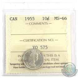 1955 Canada 10-cent ICCS Certified MS-66