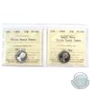 Image 1 : 1965 & 1969 Small Date Canada 10-cent ICCS Certified PL-66 Ultra Heavy Cameo. 2pcs