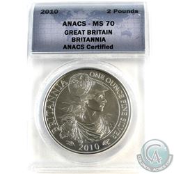 2010 Great Britain 2-Pound Britannia ANACS Certified MS-70 (Tax Exempt)