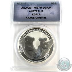 2011-P Australia $1 Koala ANACS Certified MS-70 DCAM (Tax Exempt)