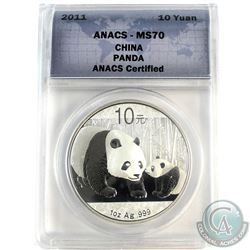 2011 China 10 Yuan Panda ANACS Certified MS-70 (Tax Exempt)