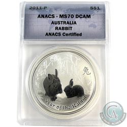 2011-P Australia $1 Rabbit ANACS Certified MS-70 DCAM (Tax Exempt)