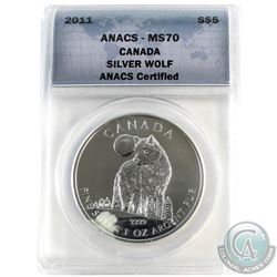 2011 Canada $5 Silver Wolf ANACS Certified MS-70 (Tax Exempt)