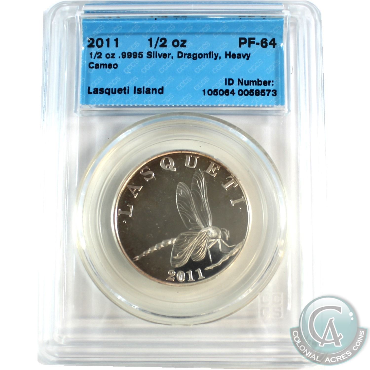 2011 Lasqueti Island 1/2oz Dragonfly CCCS Certified PF64 Heavy Cameo