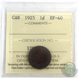 1925 Canada 1-cent ICCS Certified EF-40.