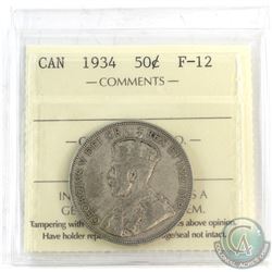 1934 Canada 50-cent ICCS Certified F-12.