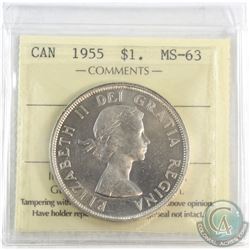 1955 Canada Silver $1 ICCS Certified MS-63.