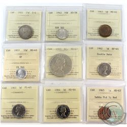 1921-1965 Canada ICCS Certified Coin Collection. You will receive the following, 1921 25-cent G-6, 1