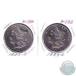 1883s & 1884s United States Silver Dollars. 2pcs.