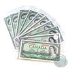 Image 1 : 10x 1954 Canada $1 Banknote Collection with 8 Different Prefixes.  10pcs.